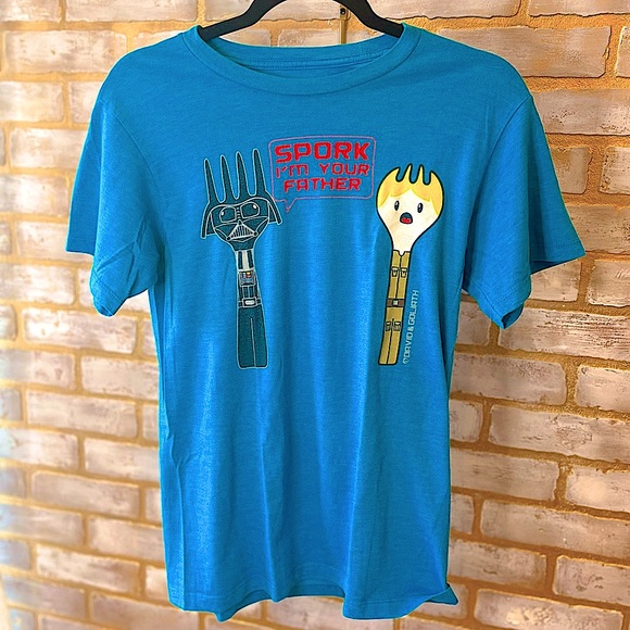 David & Goliath Blue “Spork I’m Your Father” T-Shirt, Men’s Size Small. - Picture 2 of 7